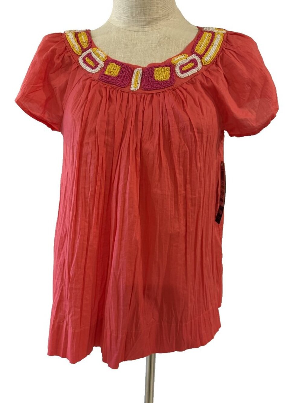 Charter Club beaded top 4 Petite  color Coral